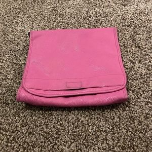 Pink Leather Jewelry Organizer Travel Bag